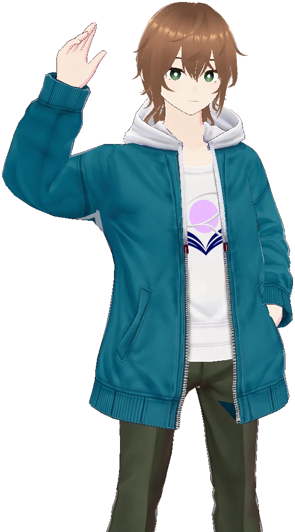 Resphere, the brown-haired mascot in a teal jacket, waving hello.